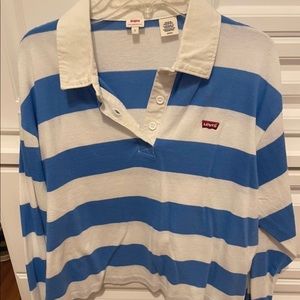 Blue and white striped Levi’s long sleeve shirt